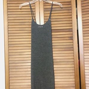 Grey Jersey maxi dress w/ train and embellishments